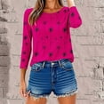 thumbnail image 6 of Womens Tops 3/4 Sleeve Round Neck Printed Shirts Casual Summer T-Shirts 3-Hot Pink M, 6 of 6