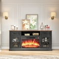 thumbnail image 3 of PAPROOS Fireplace TV Stand for 65 Inch TV, Modern Farmhouse TV Cabinet with 23'' Electric Fireplace, Entertainment Center Television Console Table for Living Room, Black+Brown, 3 of 9