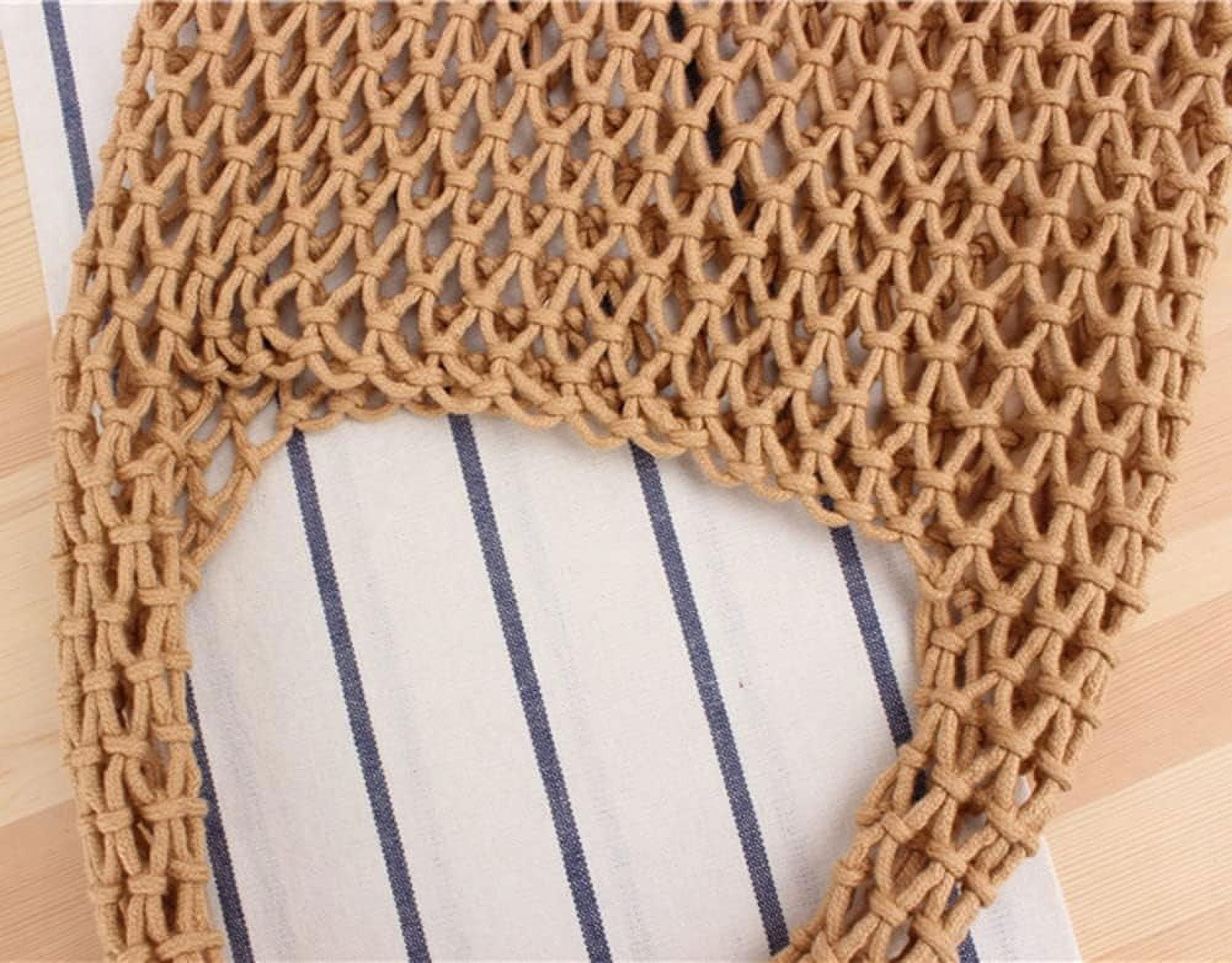 Kukuzhu Women Cotton Crochet Tote Beach Bag Handmade Woven Straw Mesh Bohemian Shoulder Purse