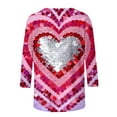 thumbnail image 4 of Craaazy Women's Valentines Day Crew Neck 3/4 Sleeve Cozy Love Shirts Gifts, 4 of 6