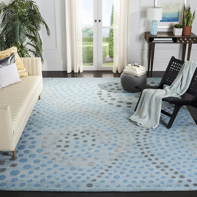 SAFAVIEH Jardin Collection 4' x 6' Blue/Grey JAR453A Handmade Floral Premium Wool Area Rug