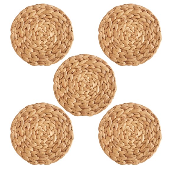 Round Place mats Set of 5 - Rattan Woven - 10cm Round Place mats