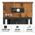 thumbnail image 4 of Oumilen Western Home End Table with Storage Bag, Drawer and Build-In Fast Charging Station with USB Ports Nightstand, Rustic Brown Wood, 4 of 7