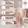 thumbnail image 3 of Biddlebee Tumbler Accessory Set with Water Bottle Handle, Straw Topper, Charm Hook & Lip Balm Holder, Pink Pearl, 3 of 8