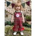 thumbnail image 3 of Toddler Baby Girls Christmas Overalls Santa Claus Embroidery Sleeveless Strap Plaid Bell Bottoms Romper Jumpsuit 1-5T Cute Clothes, 3 of 8