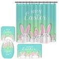 thumbnail image 7 of 4 Pcs Easter Shower Curtain Set with Non-Slip Rug, Toilet Lid Cover and Bath Mat,Funny Rabbit Easter with 12 Hooks, Happy Easter Shower Curtain Sets for Bathroom, 7 of 7