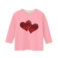 thumbnail image 4 of Bpmpbo Girls' 3/4 Sleeve Valentine T-Shirt Heart Print Round Neck Pullover Casual Top for Big Kids, 4 of 5