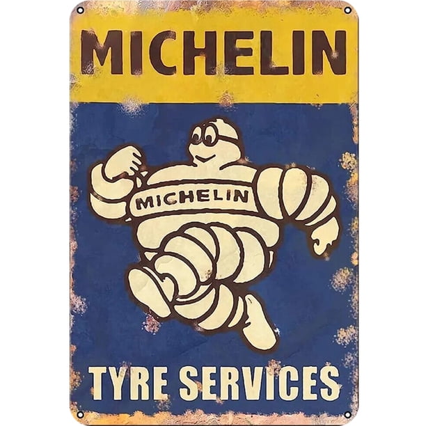 Placa Metal Vintage Neumático MICHELIN Pared Pintura Hierro Rectangular 30x40cm