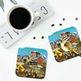 thumbnail image 4 of Junzan Different Construction Site Vehicles Print Coasters for Drinks - Leather Coasters Set of 4 for Coffee Table for Housewarming/Kitchen/Bar/Decor -Square, 4 of 6