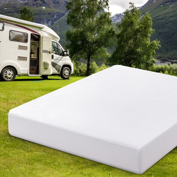 10 inch Short Queen RV Mattress with Tencel Cover, Top Green Tea/Gel Cooling Memory Foam for Camper,Truck,Trailer