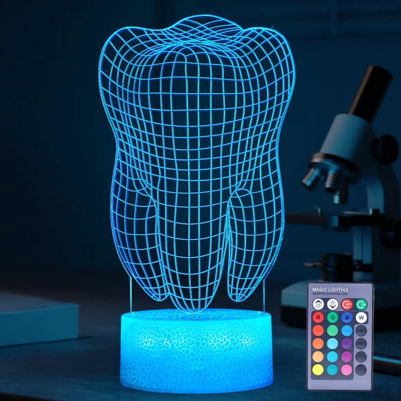 Lámpara de luz nocturna dental 3D POSSHE, 16 colores, con control remoto