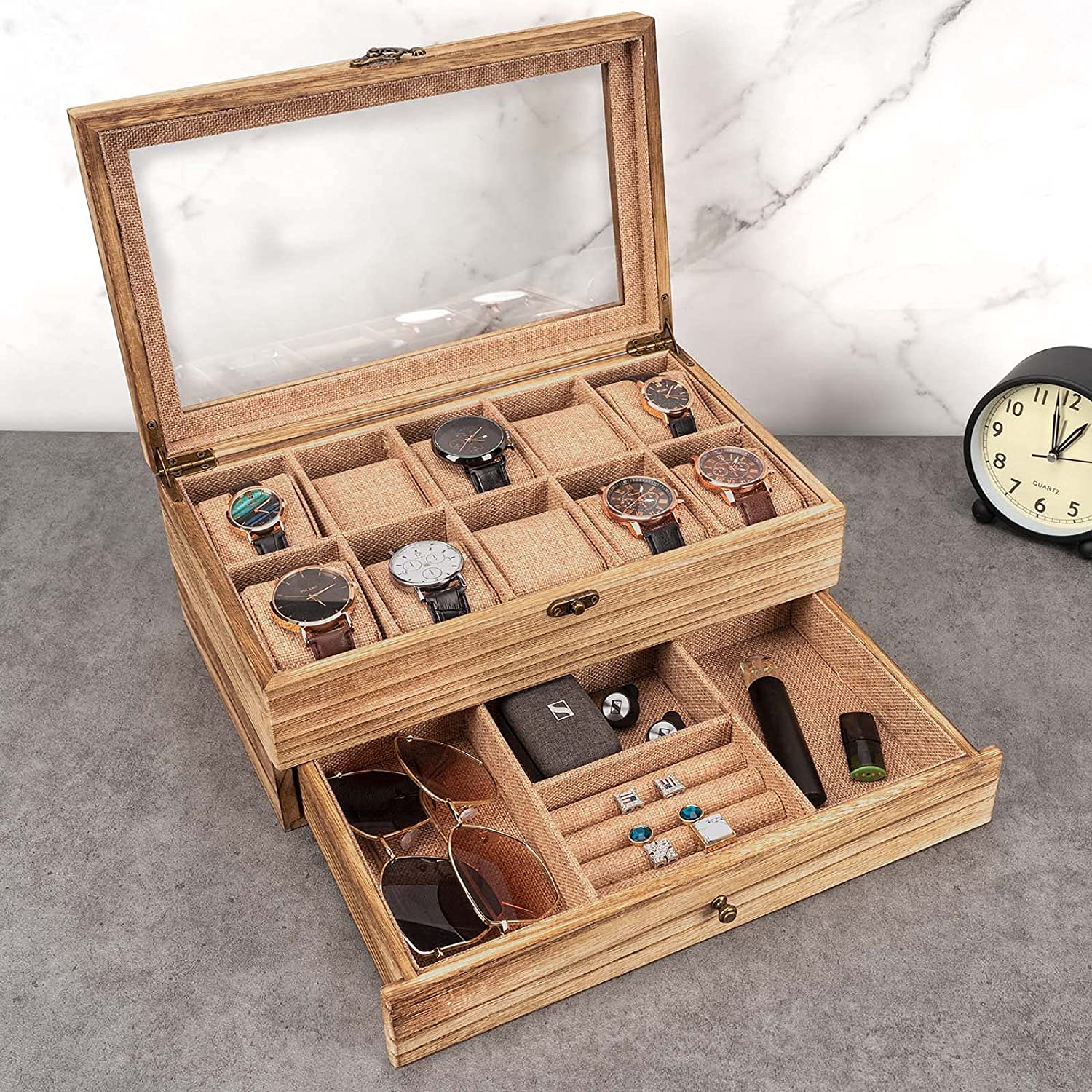 Sfugno 10-Slot Rustic Wooden Watch Organizer photo 2