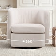 thumbnail image 2 of Bonzy Home 360° Swivel Accent Chair, Upholstered Velvet Barrel Chair with Plush Padded Backrest, Modern Swivel Armchair for Living Room Bedroom, White, 2 of 7