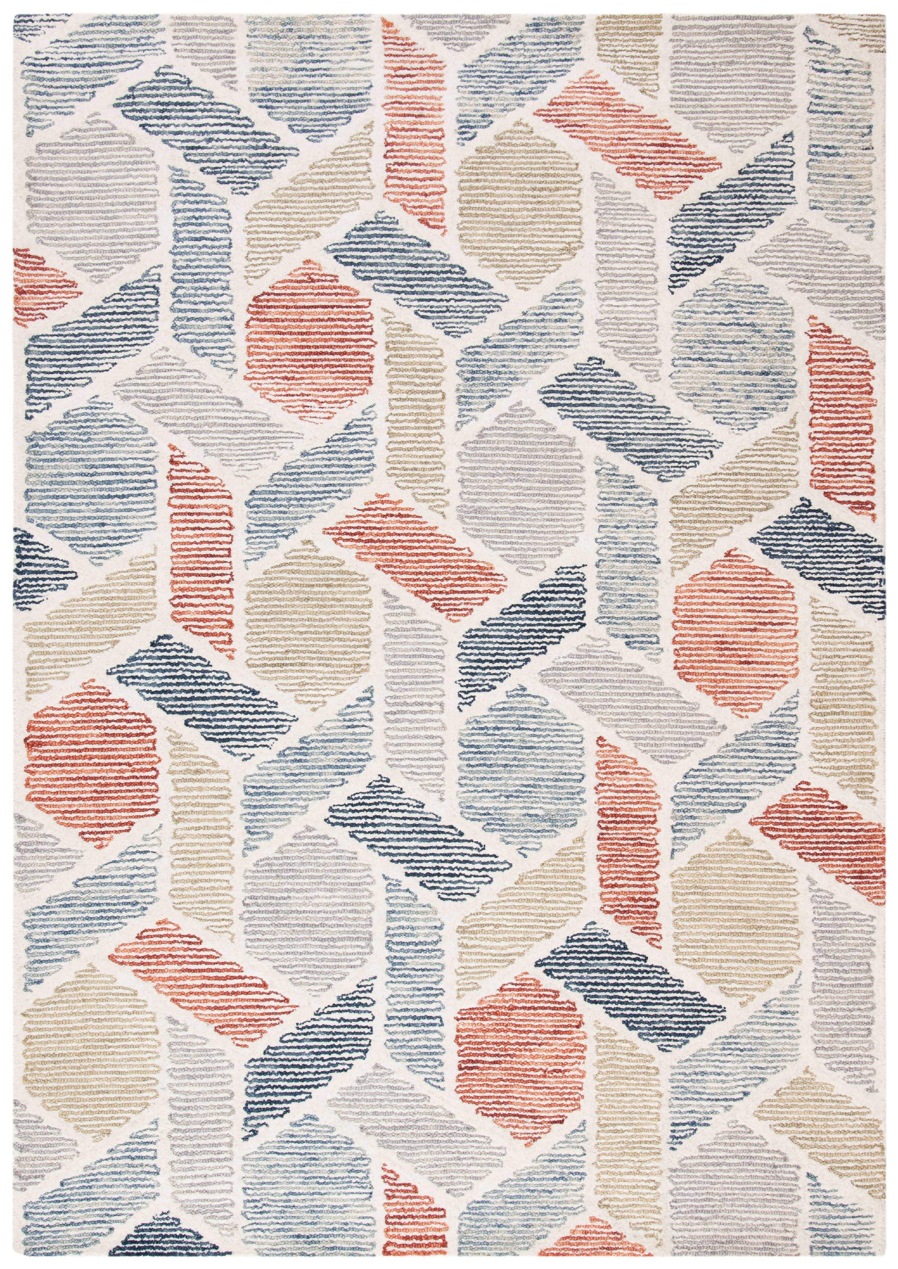SAFAVIEH Precious Cornelius Abstract Geometric Area Rug, Blue/Rust, 4' x 6'