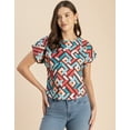 thumbnail image 2 of Moomaya Round Neck Short Sleeve Printed Loose Fit Top - Women's Casual Top, 2 of 9