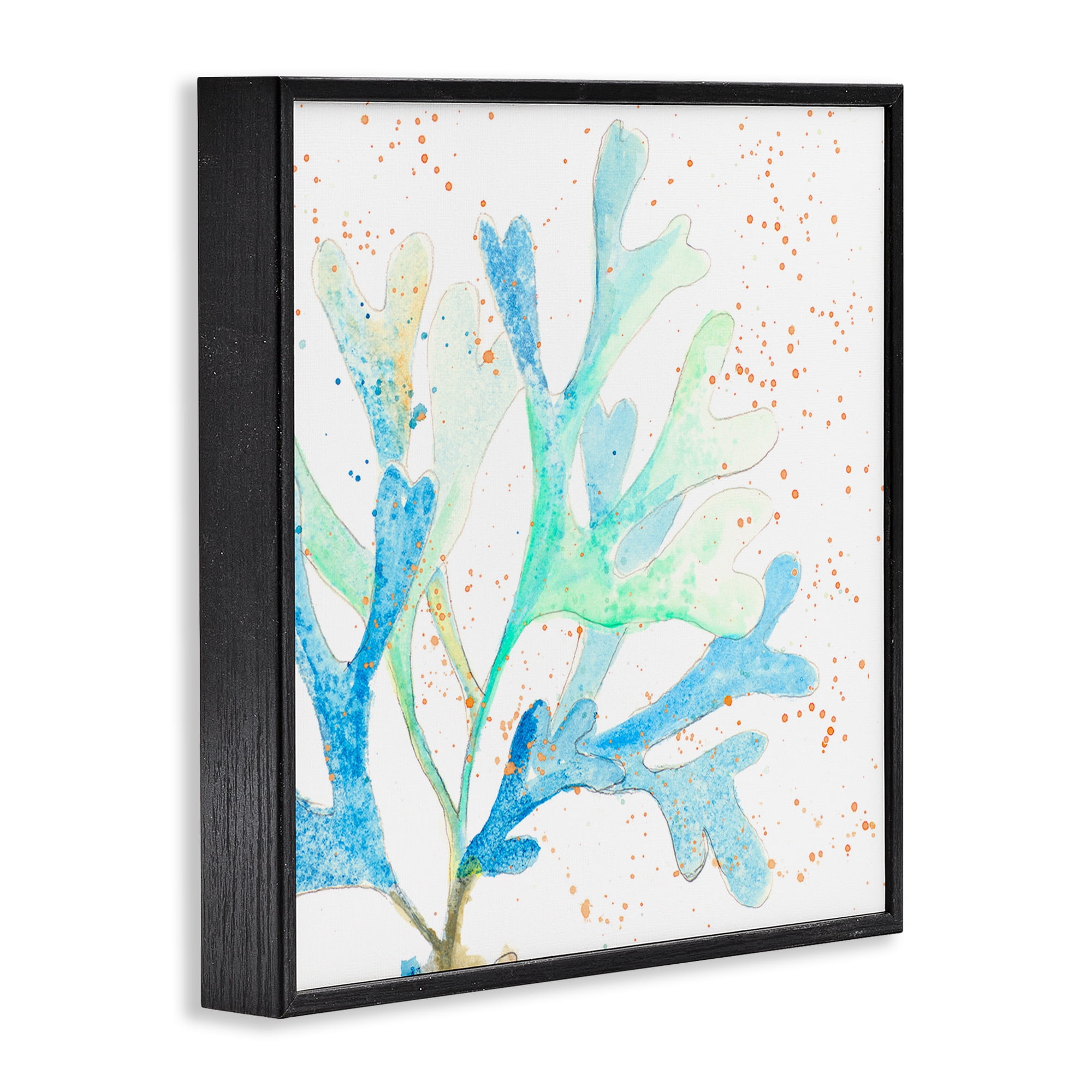 Stupell Industries Speckled Modern Coral Coastal Painting Black Framed Art Print Wall Art, 24 x 24