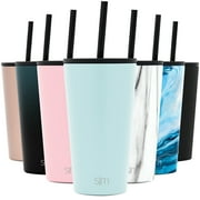 Simple Modern 16oz. Classic Tumbler with Straw Lid & Flip Lid - Travel Mug Gift Vacuum Insulated Coffee Beer Pint Cup - 18/8 Stainless Steel Water Bottle -Seaside