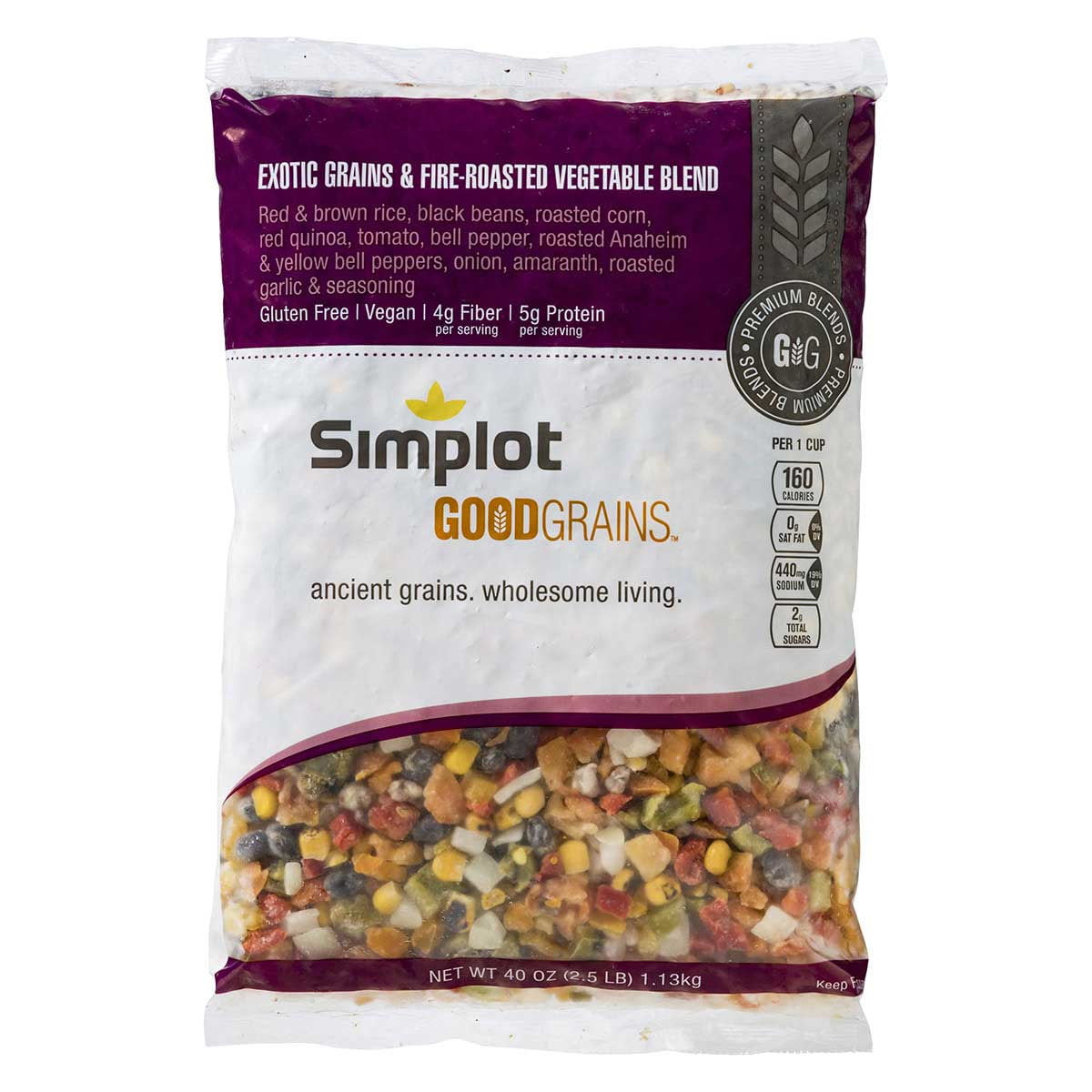 Simplot UpSides Exotic Multigrain and Fire-Roasted Vegetables, 2.5 Pound - 6 per case.