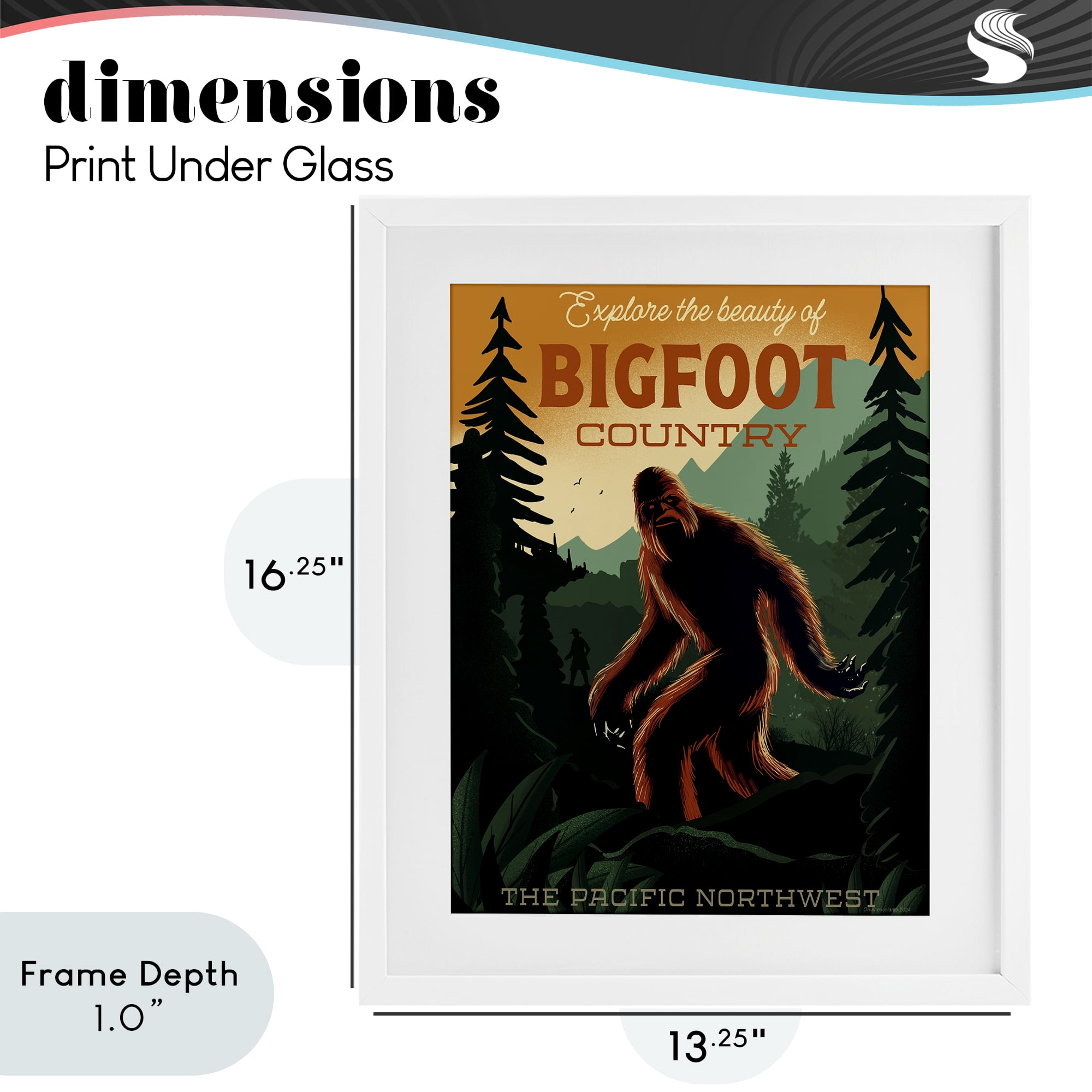 Stupell Industries Cryptid Tourism Wildlife White Framed Print Under Glass, design by Omar Escalante