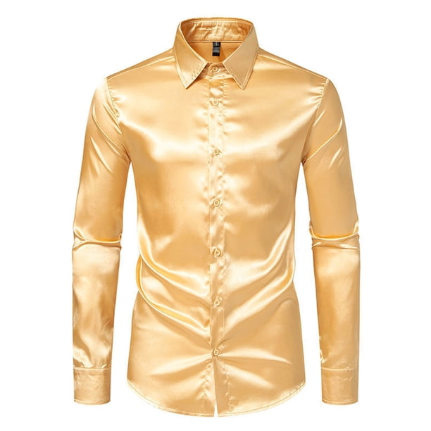 Blusa y camisa de manga larga con cuello vuelto para hombre, informal, lisa, con botones, de poliéster