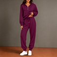 thumbnail image 2 of ZsaeSM Womens 2 Piece Tracksuit Sets Half Zip Long Sleeve Hooded Sweatshirts & Drawstring Jogger Pants Casual Trendy Outfit Set Wine M, 2 of 5