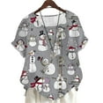 thumbnail image 1 of CLOOCL Short Sleeve T Shirt Women Cute Snowman Printed Oversized Shirt Summer Blouse, 1 of 6