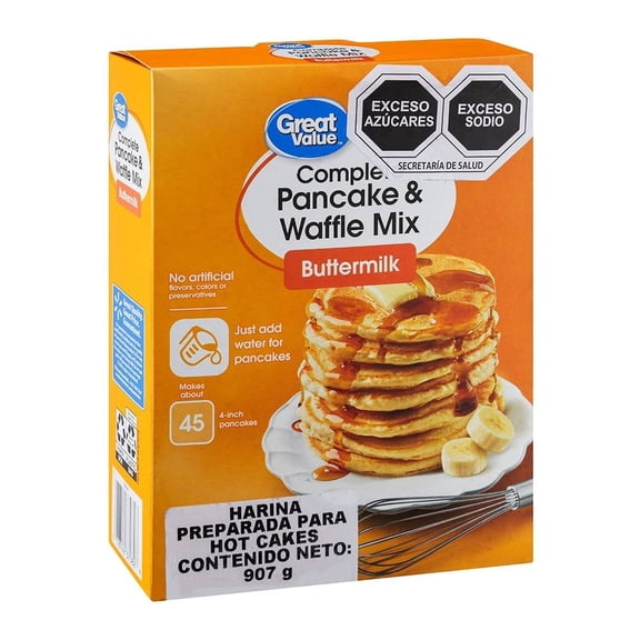 Harina preparada Great Value para hot cakes y waffles suero de mantequilla 907 g