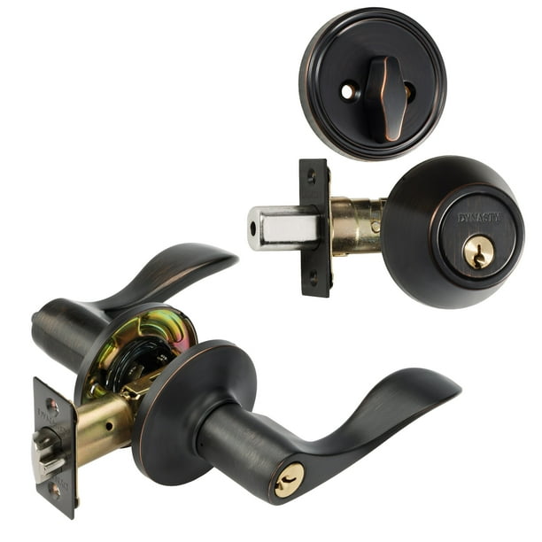 Dynasty Hardware VCPHER12P, Heritage Front Door Entry Lever Lockset and Single Cylinder