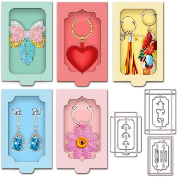 3D Earring Display Cards Box Cutting Dies for Card Making Necklace Keychain Card Metal Die Cuts Cutting Dies Template DIY Scrapbooking