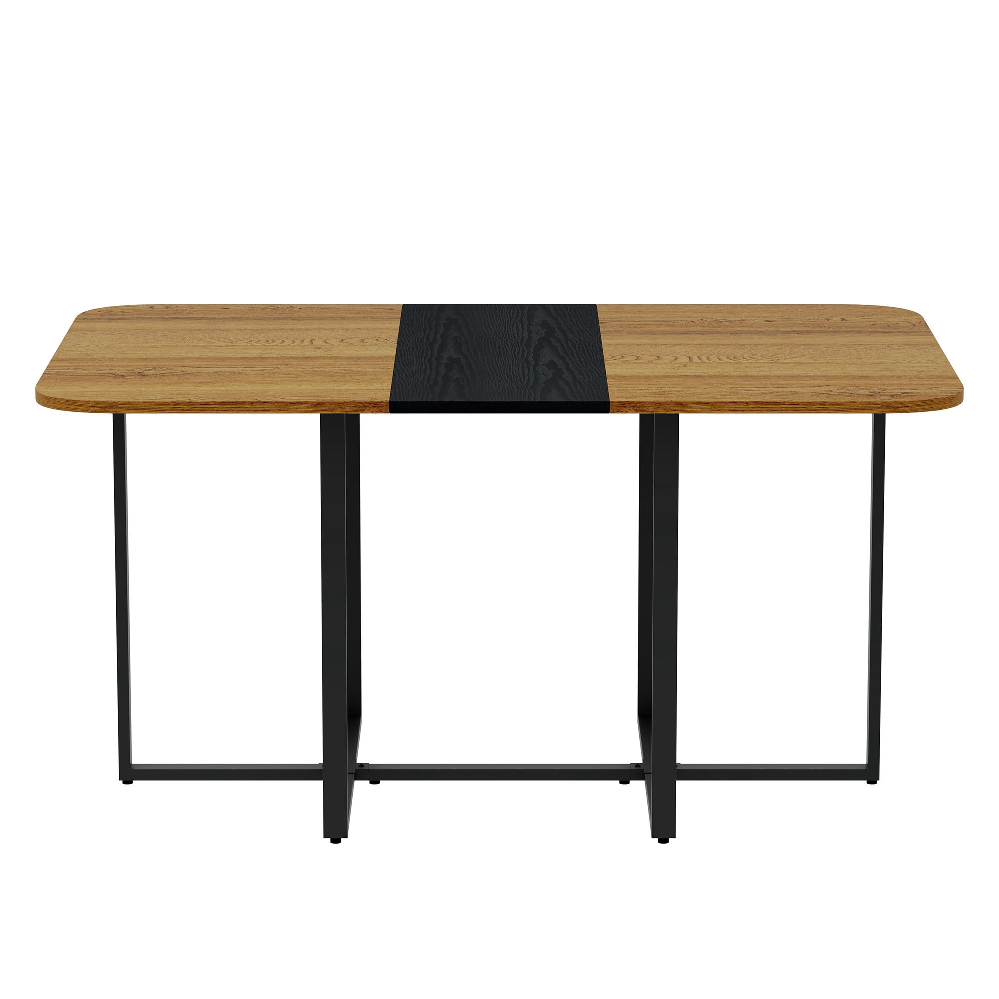 Alvantor 7-Piece Dining Table Set with Velvet Chairs, Wood Grain & Black Finish, Modern Tufted for Small Spaces