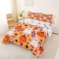 thumbnail image 2 of Homewish Sweet Halloween Cartoon Ghost Full Size Comforter Sets,Sunflower Pumpkin Print Bedding Comforter Set,Light Pink Orange,Halloween Reversible,3-Piece,1 Comforter and 2 Pillowcases, 2 of 7