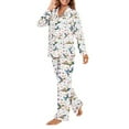 thumbnail image 3 of FOR U DESIGNS Flower Hummingbird Pajama Sets for Women 2 Piece Button Up Shirt Womens Nightwear Sets Button Front Sleepwear Size XS Long Sleeve Pants and Tops, 3 of 7