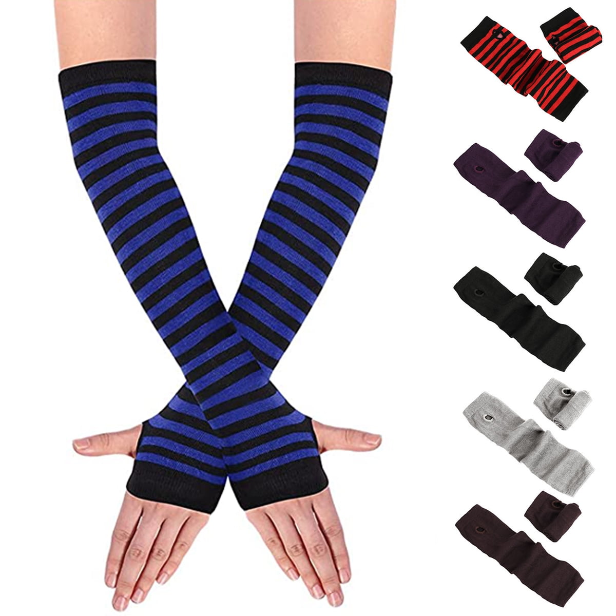 Windfall Knit Arm Warmer Thumb Hole Stretchy Gloves Women Long