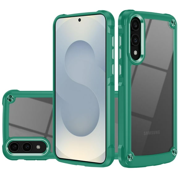 For Samsung Galaxy s25 Edge Ultimate CaseX Transparent Hybrid Case with Metal Buttons And Camera Edges - Midnight Green