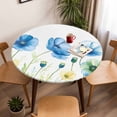 thumbnail image 5 of Blue Poppy Elastic Fitted Round Table Cover Watercolor Waterproof Outdoor Tablecloth for Holiday Party, Picnic, Patio & Dining Fits Tables Up to 45"-54", 5 of 8