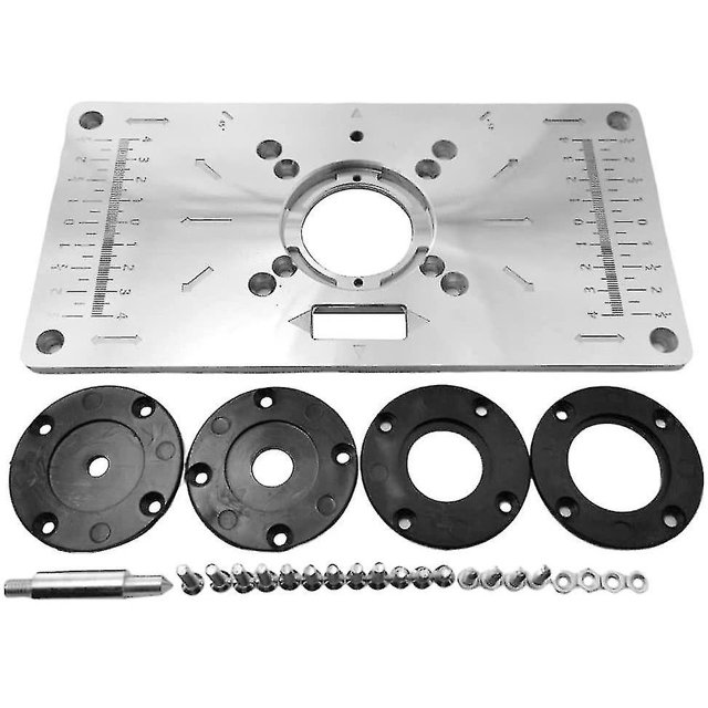Placa de inserción de mesa de aleación de aluminio con 4 anillos para banco de carpintería, 235 mm x 120 mm x 8 mm Hy n