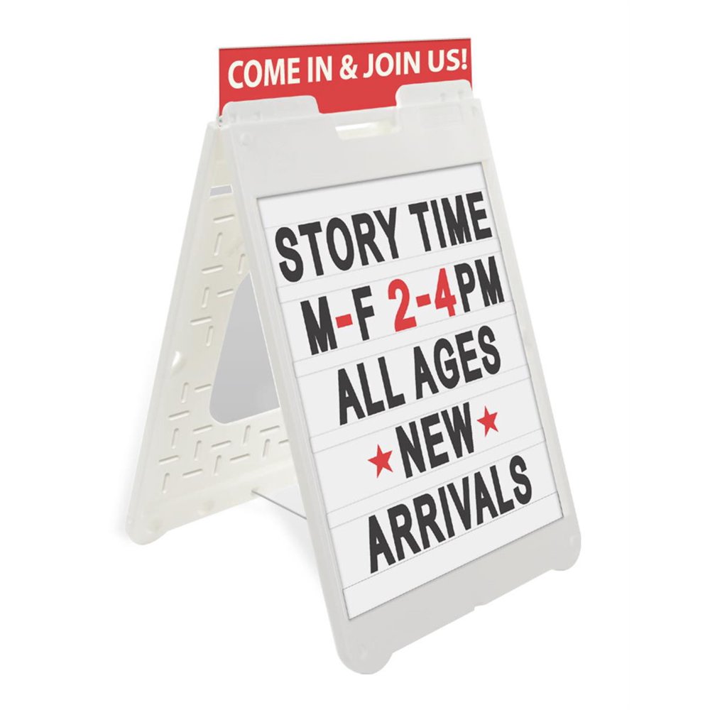 Displays2go 22 x 28 Plastic AFrame Sign, 300 Letters and Numbers, Headers, Outdoor, White