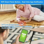 WiFi Caregiver Call Button for Elderly at Home — Portable Life Alert System with App Notification — No Monthly Fees — Indoor Use — Easy One-Touch Operation — Includes Lanyard