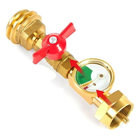 

1Lb Propane Tank Adapter with On/Off Valve and Gauge 20Lb To 1Lb Propane Tank Adapter for 1Lb/16.4Oz Propane Cylinder