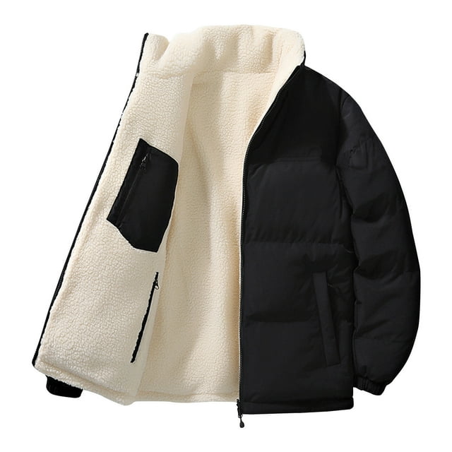 hoksml Manteau d'Hiver 2-en-1 pour Homme, Réversible, Doublé en Molleton, Poids Lourd, avec Multiples Poches