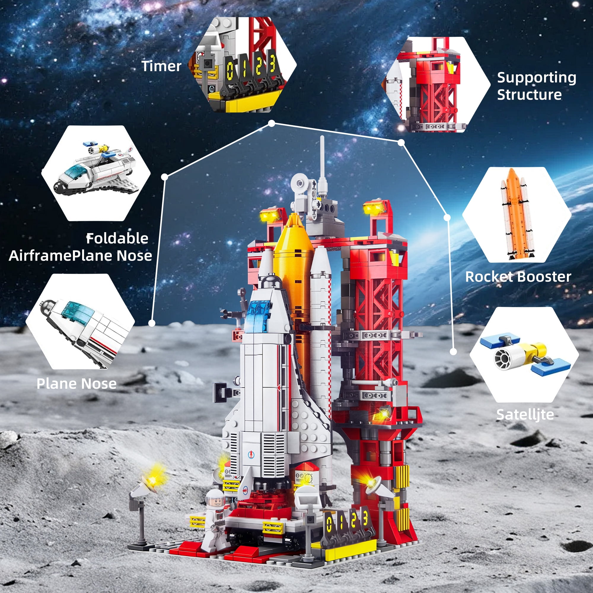 1059 PCS Space Exploration Shuttle Toys, Spaceship Fire Arrow Launch Center Toy Set Building Blocks Toys Kit Gifts for Age 6+ Boys Kids