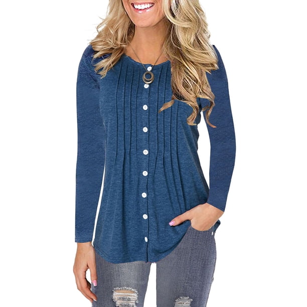 Oucaili Tops De Manga Larga Para Mujer Blusas Sueltas Casuales Camisetas