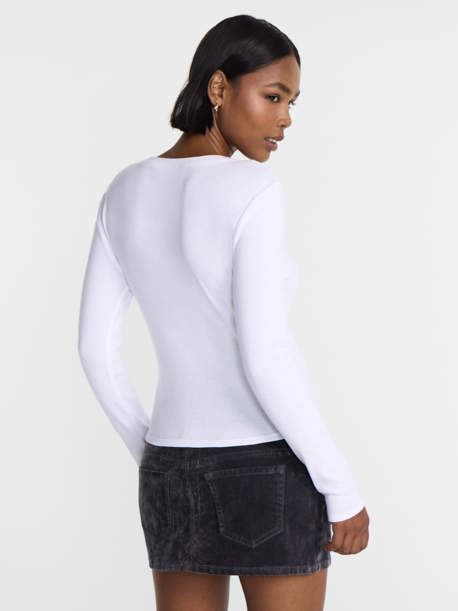 No Boundaries Graphic Baby Cotton Tee with Long Sleeves, Women's XXS-XXL