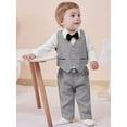 thumbnail image 4 of CARETOO Baby Boy Clothes Set 0-18M Formal Outfits Shirt Waistcoat Pants Bowtie Cotton Fabric 4pcs, 4 of 12