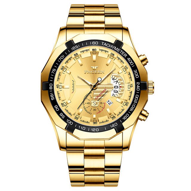FNGEEN, relojes de lujo para Hombre, banda de acero inoxidable, Reloj de cuarzo resistente al agua a la moda para Hombre, Calendario, Reloj Masculino, Reloj para Hombre S001 Tan Jianjun unisex