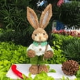 thumbnail image 3 of Easter Bunny Decor, 13.7in Large Bunnies Statue Outdoor Porch Decorations with Carrot, Sisal Tall Bunny Topiary Easter Standing Straw Rabbit for Indoor Garden Farmhouse Front Door, 3 of 6
