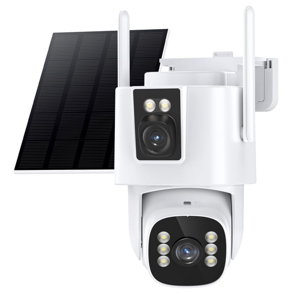 4G LTE Cellular Security Camera, Dual Lens Solar Powered Outdoor Camera, No WiFi Required, Continuous Recording, Human Detection, 1080P Night Vision, IP65 Waterproof, 32GB SD Card Included for Off-Gr