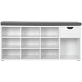thumbnail image 2 of Storage Bench Entryway Bench with Cushion Drawer and Open Compartments Bench with Storage for Living Room White, 2 of 7