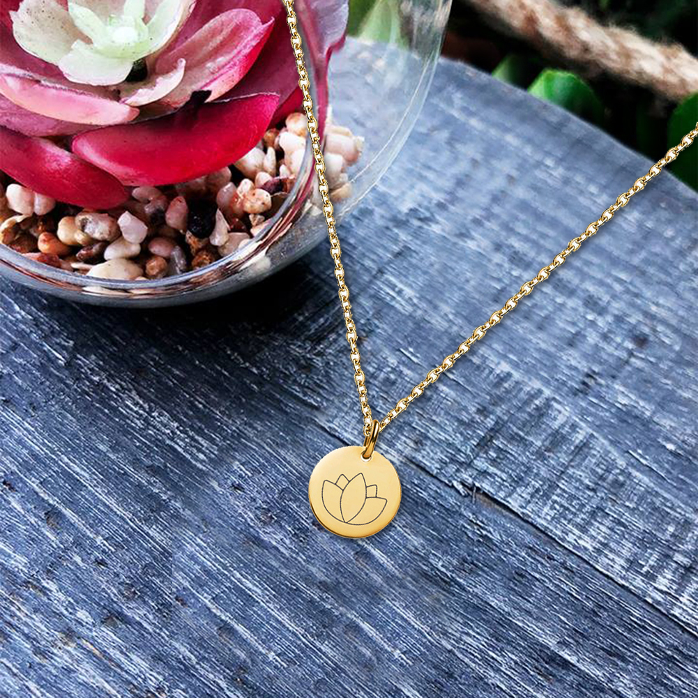 Anavia Mother's Day Gift for Mom Stainless Steel Gold Mini Lotus Necklace Pendant Jewelry with Free Gift Box [Gold]