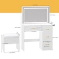 thumbnail image 5 of Uforic Makeup Vanity Desk with Large Lighted Mirror and Storage, 4 Drawer Vanity Table with Cushioned Stool, Milky White, 5 of 5